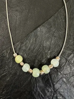 5 Bead Blue  Necklace