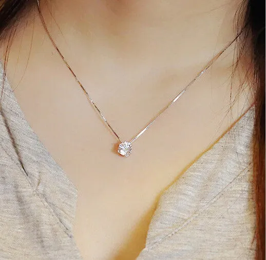 925 Sterling Silver Diamond Six Claw Maxi Necklace