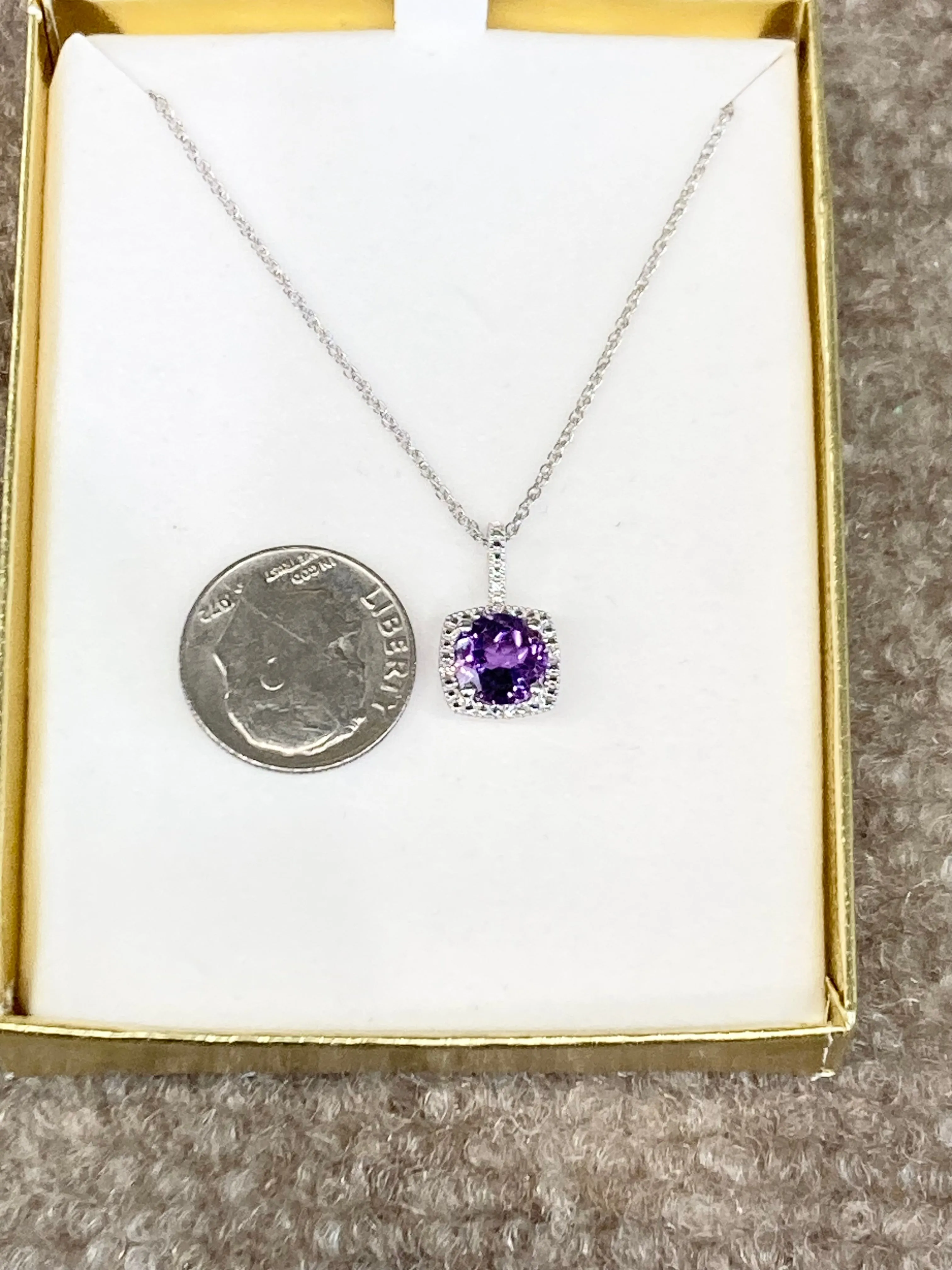 Amethyst And Diamond Silver Pendant