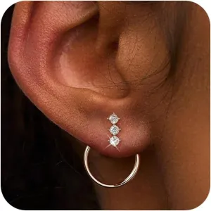 ASCOMY Gold Earrings for Women Dainty Stud Earrings 14K Gold/Silver Plated Heart Earring Cute Star Stud Earring Gold Minimalist Jewelry Gifts for Her