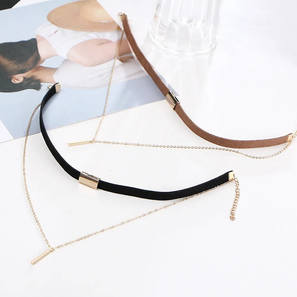 Black Leather Velvet Tassel Statement Charm for  Women