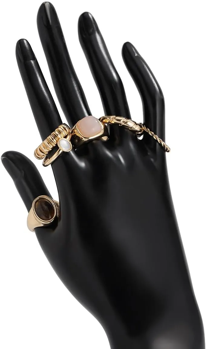 Chunky Gold Rings Set for Women Stacking Finger Knuckle Rings Silver Statement Ring Set Punk Jewelry