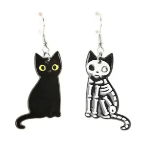 Halloween Jewelry Skull Black Cats Acrylic Lightweight Dangle Drop Fashion Earrings