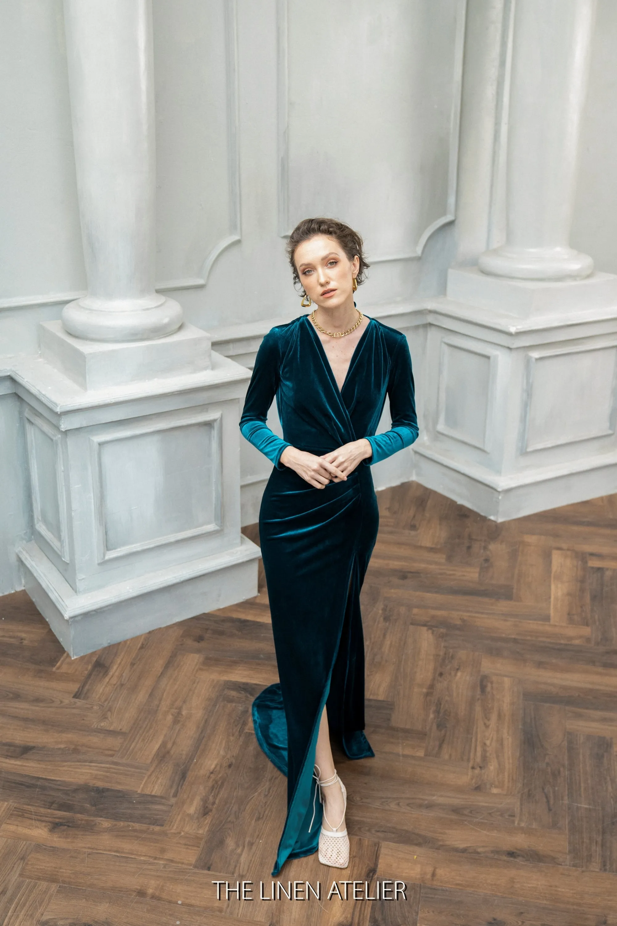 MAUREEN Open Back Velvet Dress