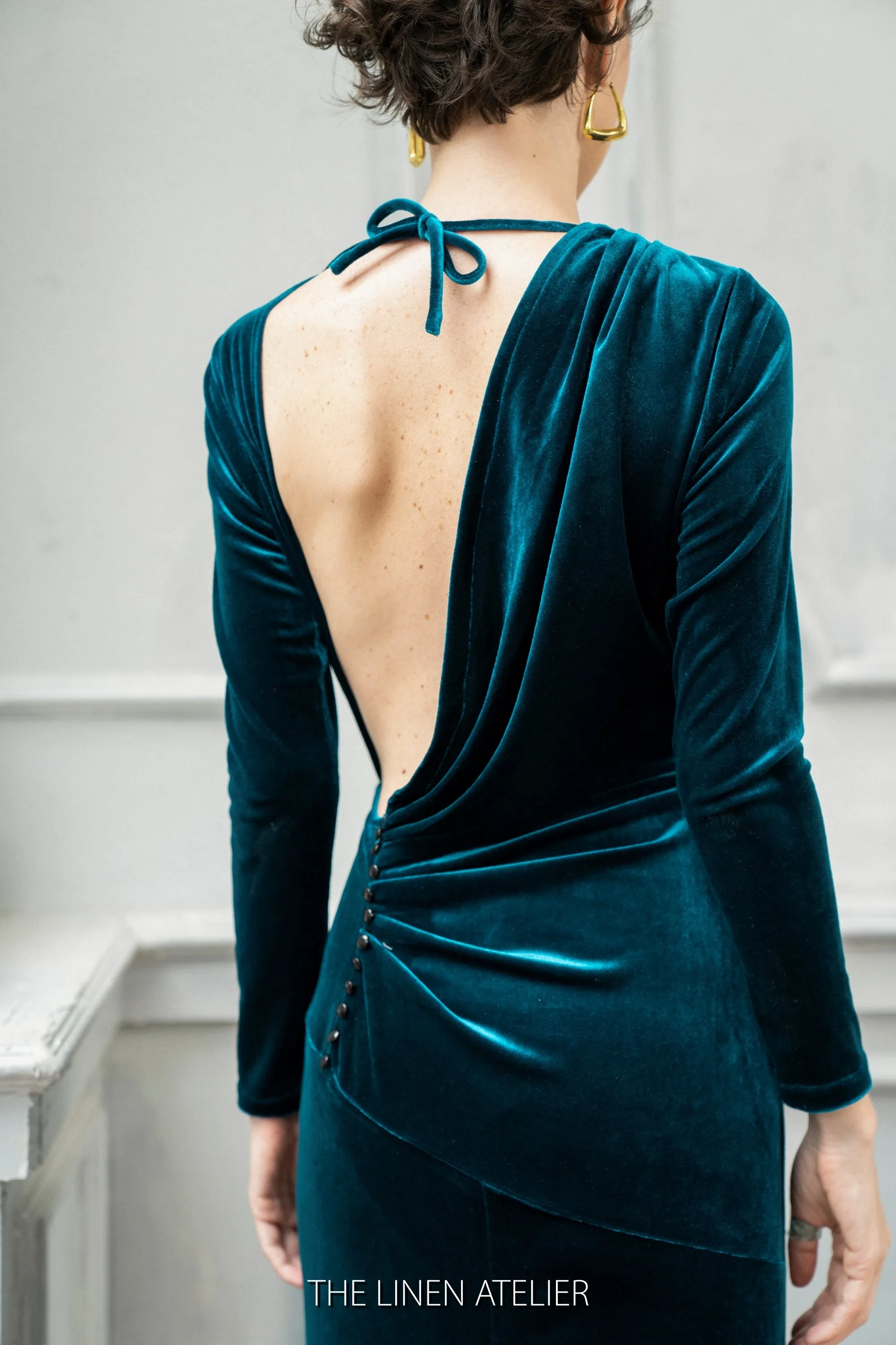 MAUREEN Open Back Velvet Dress