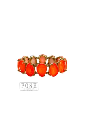 Posh By Pink Panache Neon Orange Teardrop Rhinestone Bracelet