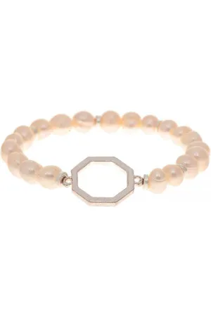 Rain Jewelry Collection Silver Octagon Pearl Bead Bracelet