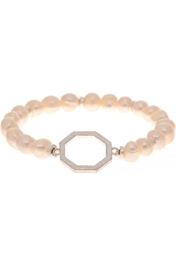 Rain Jewelry Collection Silver Octagon Pearl Bead Bracelet