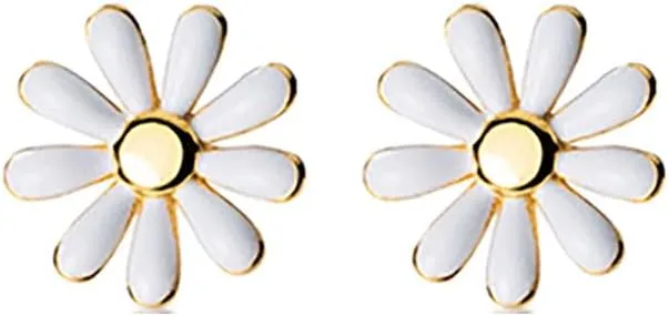 Reffeer Solid 925 Sterling Silver Daisy Flower Stud Earrings Spring for Women Teens Daisy Stud Earrings Flower