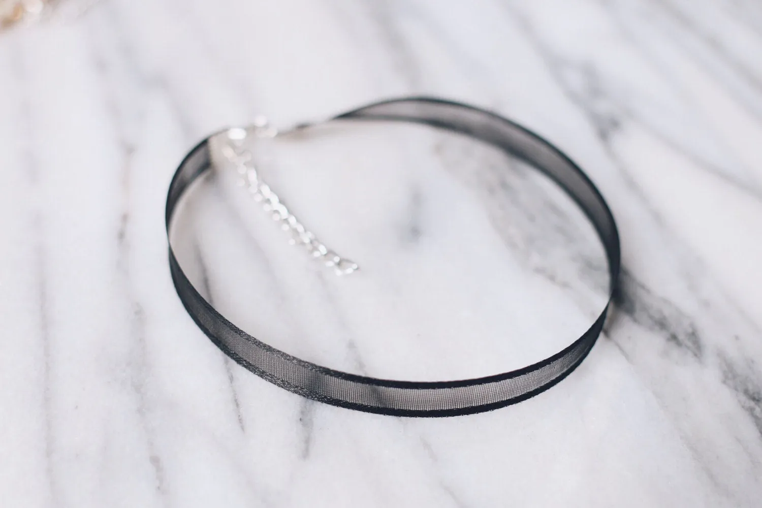 Simple Black Satin Sheer Ribbon Choker Necklace, 90s choker, handmade, boho jewelry, hippie style