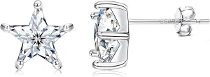 Sllaiss Sterling Silver Moon Star Flower CZ Stud Earrings Cute Music Note Earrings for Women Men Dainty Cubic Zirconia Earrings Stud Jewelry Gifts