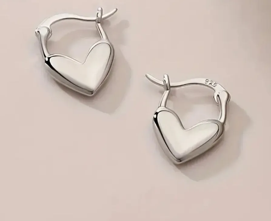 Sterling Silver Fancy Heart Earrings
