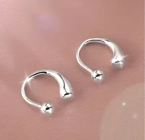 Sterling Silver Fancy Hoop Earrings