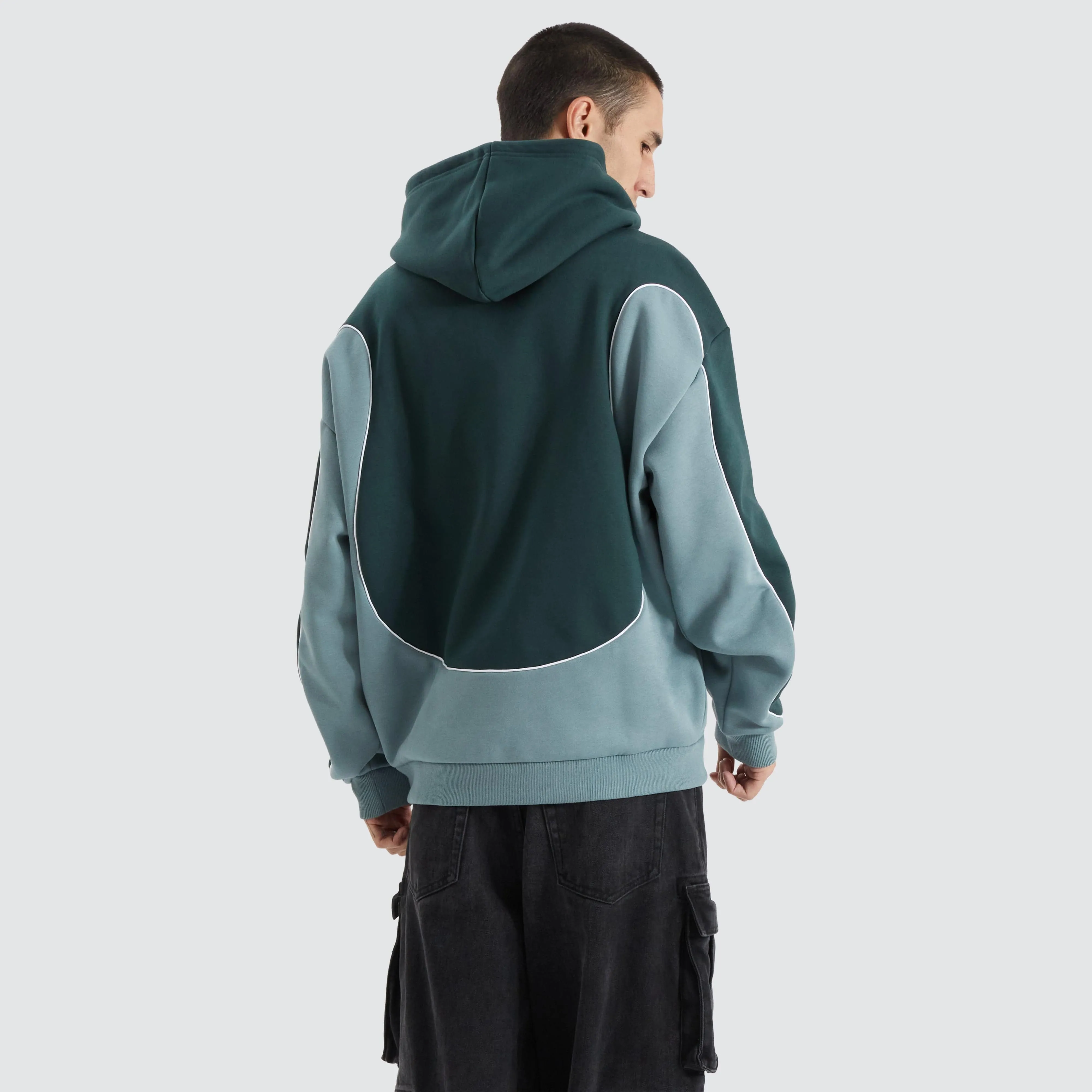 Teardrop Heavy Panelled Hoodie Pine/Storm