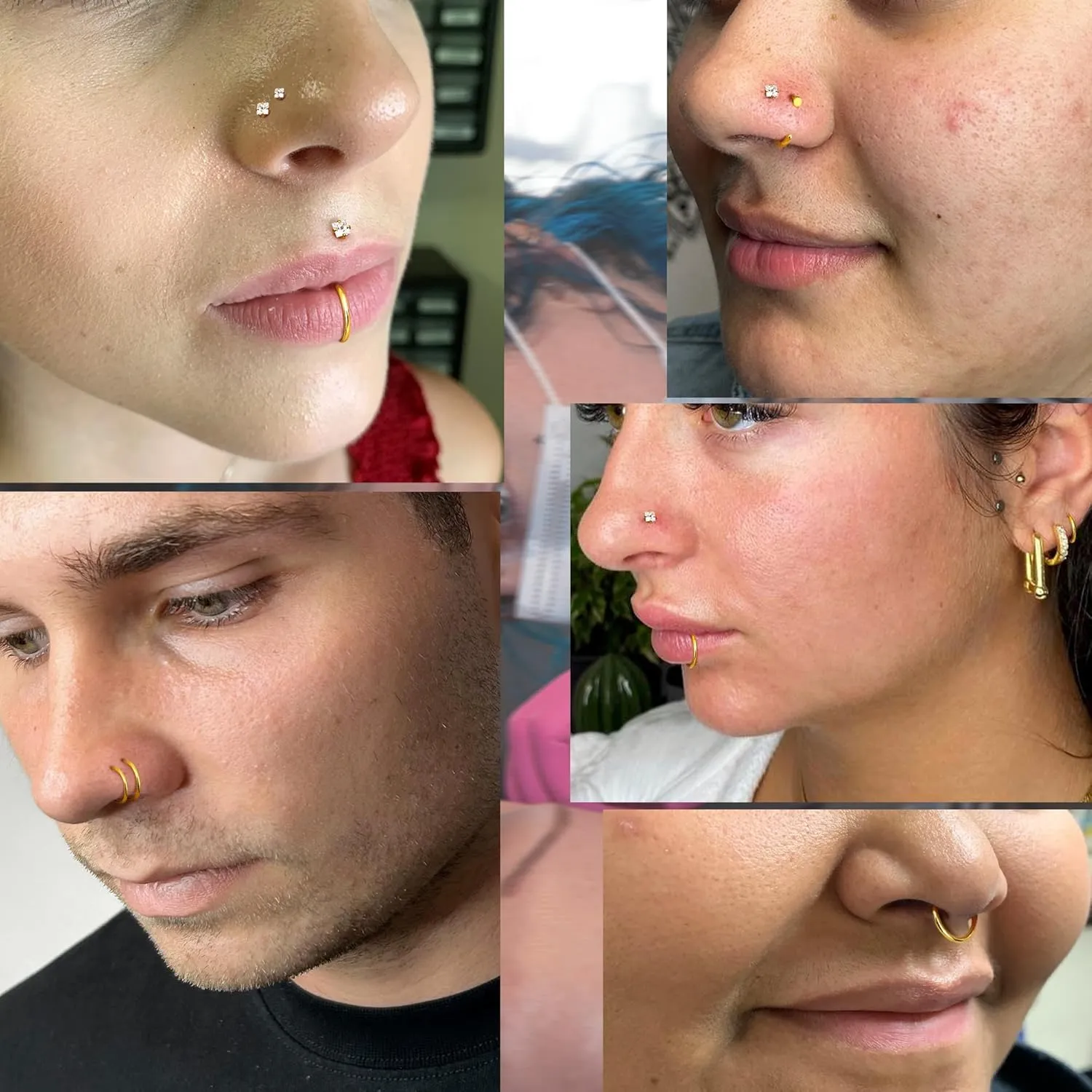 UBGICIG 22G 20G 18G Nose Rings Hoops Studs for Women 316L Surgical Steel Cork Screw Nose Rings L Shape Nostril Piercing Jewelry